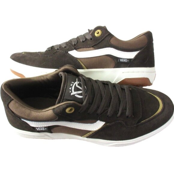 Vans Men's Rowan Zorilla 2 Chocolate Brown White Suede Canvas Shoes sizes NIB - Picture 1 of 5